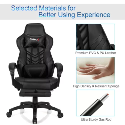Costway Office Computer Desk Chair Gaming Chair Adjustable Swivel Wfootrest (6)