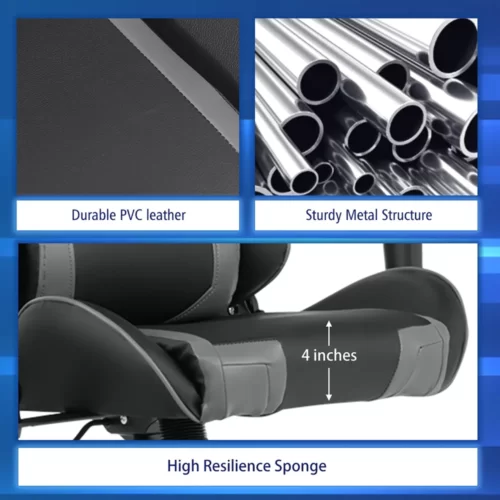 Costway X Shaped Gaming Desk & Racing Style Massage Chair Set Home Office Black+whitebluegreyred8