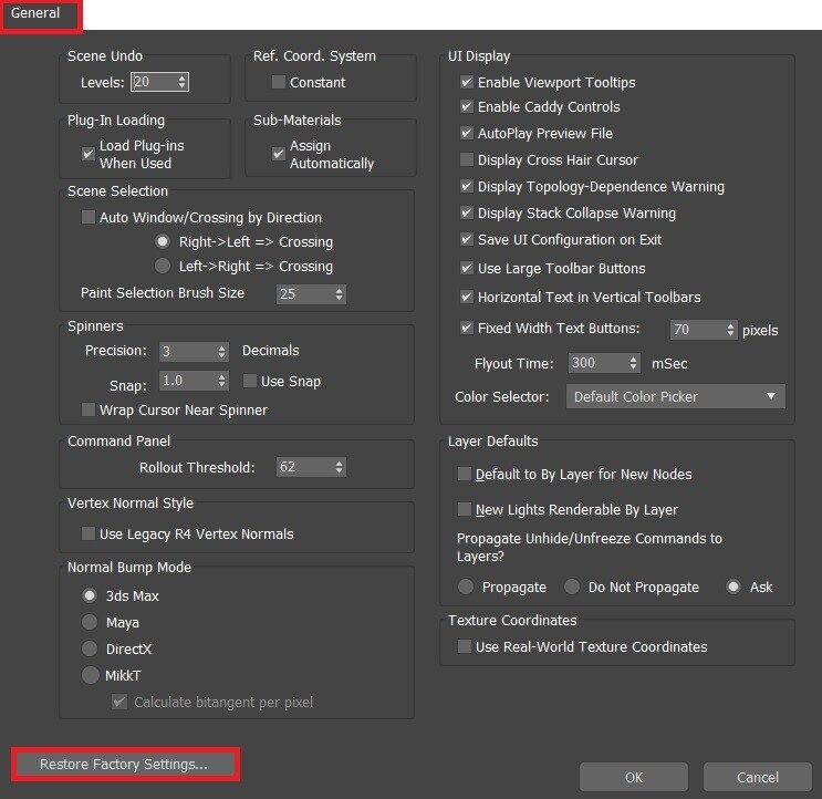Reset User Preference Settings